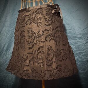 Necessary objects vintage black floral mid length skirt